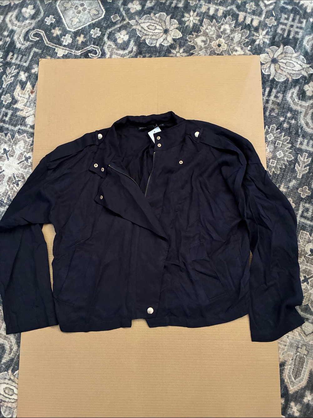 HYFVE Navy Military Jacket with Snap & Zip Details